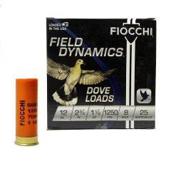 Fiocchi 12 Ga 2-3/4" 1-1/8oz # 8 Shot 25 Rounds (12GTX188)        . ($2.99 Shipping on orders $250-$2000)