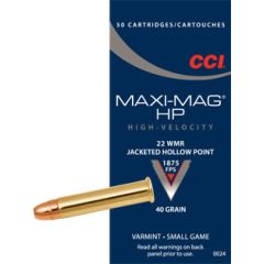 CCI 22 WMR 40gr JHP 50/bx (0024)           ($9.99 Shipping on orders $250-$2000!)