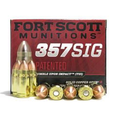 Fort Scott Munititons 357 SIG 95 GR TUI SOLID COPPER SPUN 20 RDS (FS357S95SCS)                    .