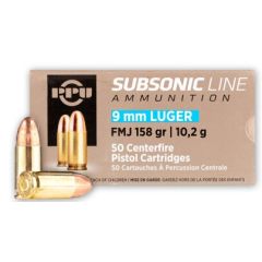 PRVI Partizan SUBSONIC 9 MM 158 GR FMJ 50 ROUNDS (PPS9MM)        ($4.99 Shipping on orders $200-$2000!)
