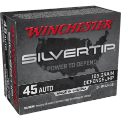 Winchester 45 ACP 185 Gr Silvertip Defense Jacketed Hollow Point (JHP) 20 RDS (W45AST) ($3.99 Shipping! Orders $200-$2000)