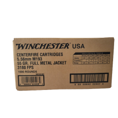 Winchester 5.56 55 gr M-193 FMJ 1000ct  FREE SHIPPING on orders over $300