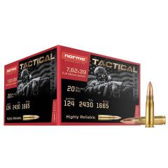 NORMA TACTICAL FMJ 7.62X39 124 GR Ammo (295540020) (Free Shipping! Orders $175-$2000)
