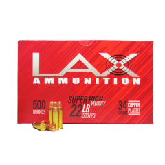 LAX AMMUNITION SUPER HIGH VELOCITY 22 LR 34 GR COPPER PLATED ROUND NOSE                           ($5 Shipping! Orders $200-$2000)