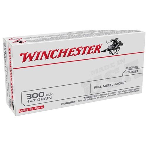Winchester 300 Blackout 147 Gr Full Metal Jacket (FMJ) 20ct (USA300B147)    ($3.99 Shipping on orders $200-$2000!)