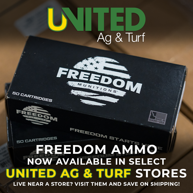 Freedom Munitions ammo now available in select United Ag & Turf stores. Live near a store? Visit them and save on shippin!